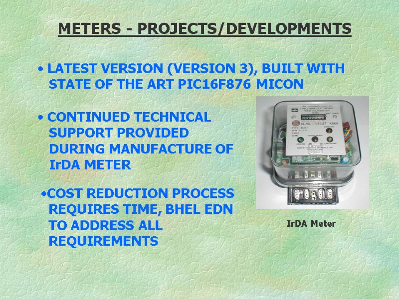 METERS - PROJECTS/DEVELOPMENTS           